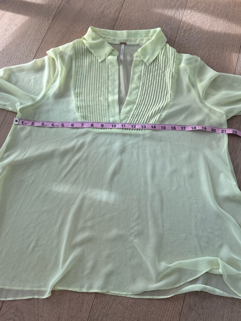 Free People Sheer Long Sleeve Shirt Lime Green Size Small - Picture 6 of 7